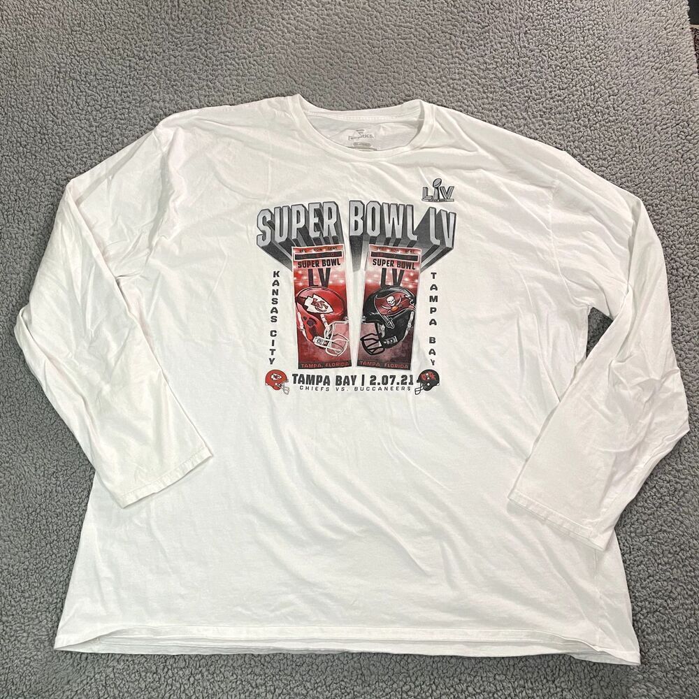 Super Bowl 55 LV Fanatics T Shirt Men's Long Sleeve NFL Football Chiefs Bucs 4XL